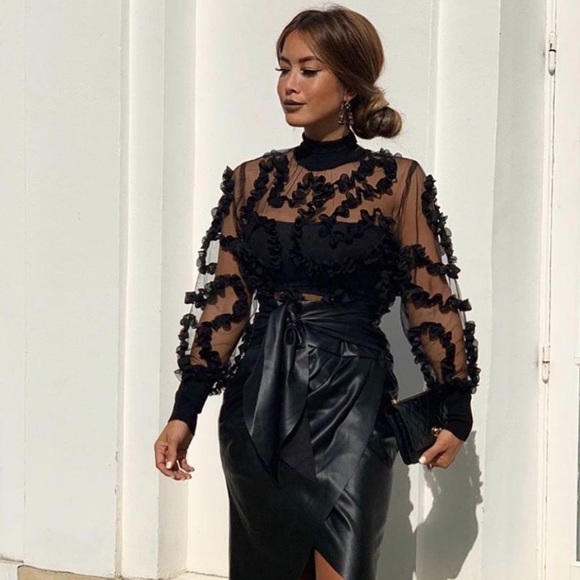 VGUC ZARA Blogger’s Fav| Constrasting Semi-Sheer Top - Picture 5 of 15